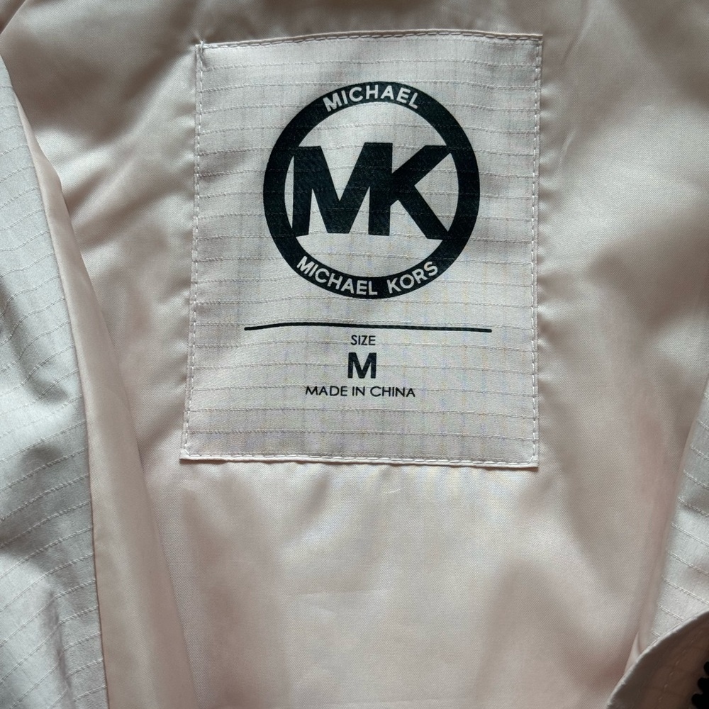 MICHAEL Michael Kors Logo Stand Collar Anorak Hooded Coat Size M pale pink - Picture 5 of 6